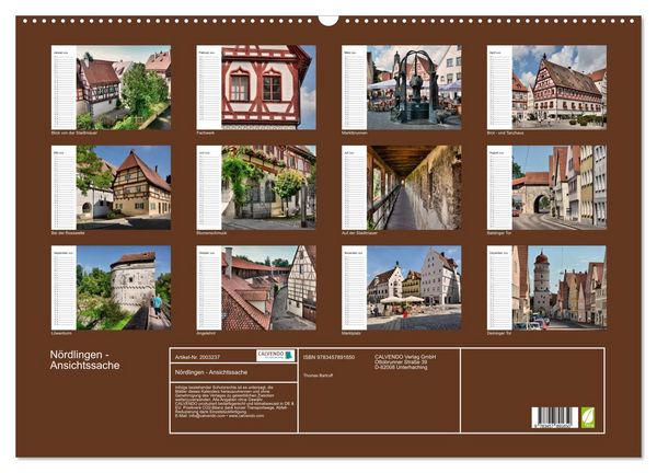 Produktbild: N&ouml;rdlingen - Ansichtssache (Wandkalender 2026 DIN A2 quer), CALVENDO Monatskalender