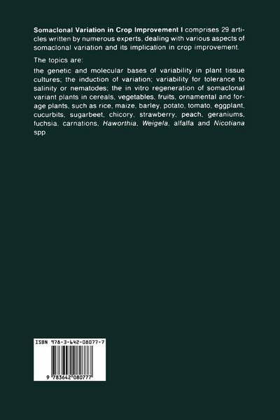 Produktbild: Somaclonal Variation in Crop Improvement I
