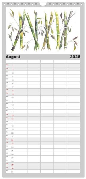 Produktbild: Familienplaner 2026 - Asiatische Tuschmalerei mit 5 Spalten (Wandkalender, 21 x 45 cm) CALVENDO