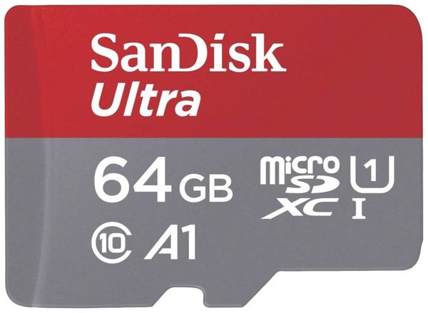 SanDisk microSDXC Ultra 64GB (A1/UHS-I/Cl.10/140MB/s) + Adapter 'Mobile' microSDXC-Karte 64 GB A1 Application Performanc