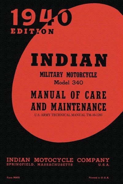Produktbild: Indian Military Motorcycle Model 340 Manual of Care and Maintenance