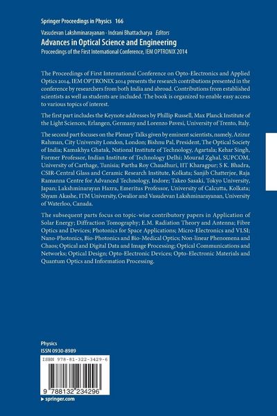 Produktbild: Advances in Optical Science and Engineering