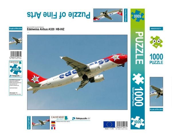 Produktbild: CALVENDO Puzzle Edelweiss Airbus A320 HB-IHZ | 1000 Teile Lege-Gr&ouml;&szlig;e 64x48cm Foto-Puzzle f&uuml;r gl&uuml;ckliche Stunden