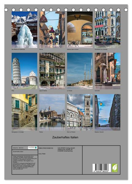 Produktbild: Zauberhaftes Italien (Tischkalender 2026 DIN A5 hoch), CALVENDO Monatskalender
