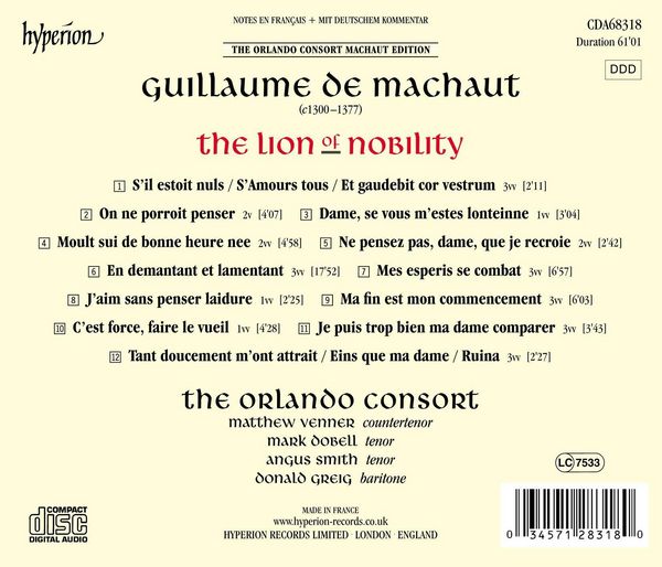 Produktbild: The Lion of Nobility-Machaut Edition Vol.8