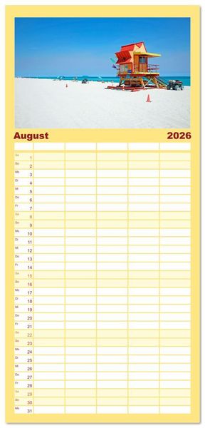 Produktbild: Familienplaner 2026 - Miami und Miami Beach mit 5 Spalten (Wandkalender, 21 x 45 cm) CALVENDO