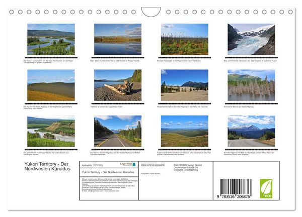 Produktbild: Yukon Territory - Der Nordwesten Kanadas (Wandkalender 2026 DIN A4 quer), CALVENDO Monatskalender
