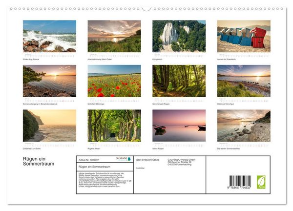 Produktbild: R&uuml;gen ein Sommertraum (hochwertiger Premium Wandkalender 2026 DIN A2 quer), Kunstdruck in Hochglanz