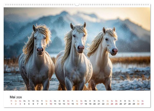 Produktbild: Islandpferde - Freiheit im Blick (hochwertiger Premium Wandkalender 2026 DIN A2 quer), Kunstdruck in Hochglanz