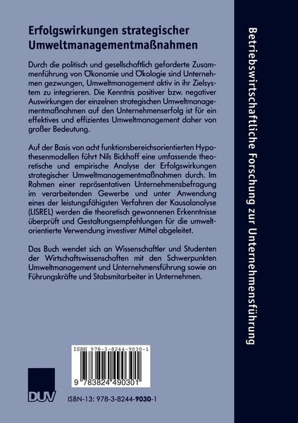 Produktbild: Erfolgswirkungen strategischer Umweltmanagementma&szlig;nahmen