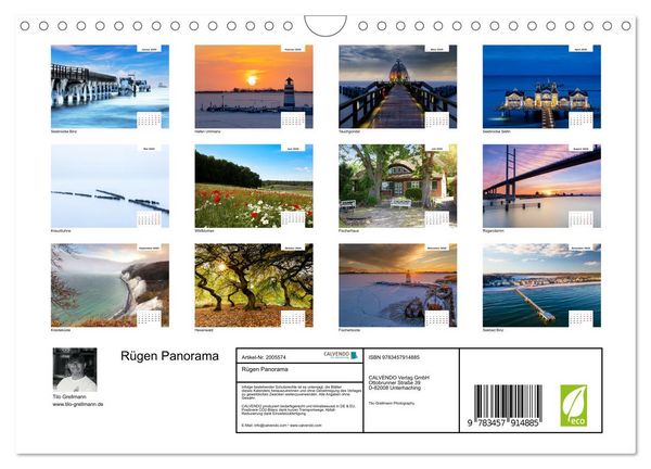 Produktbild: R&uuml;gen Panorama (Wandkalender 2026 DIN A4 quer), CALVENDO Monatskalender
