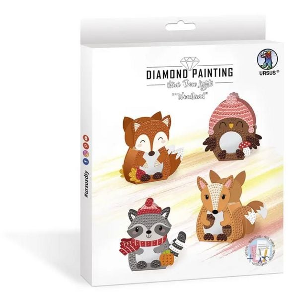 URSUS Kinder-Bastelsets Diamond Painting Mini Deco Lights Woodland