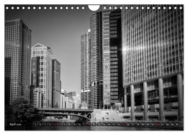 Produktbild: CHICAGO Monochrom (Wandkalender 2026 DIN A4 quer), CALVENDO Monatskalender