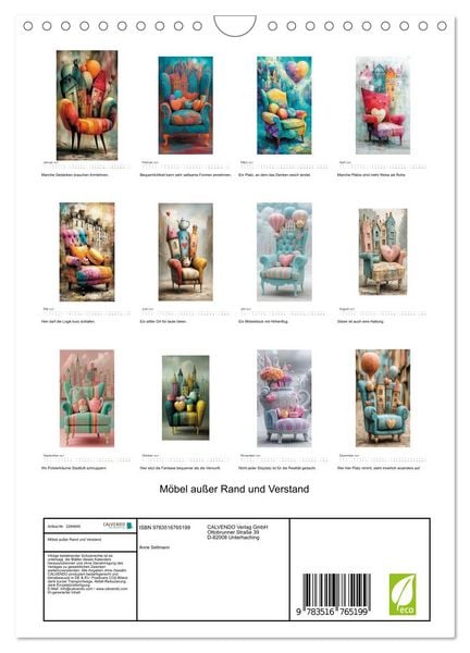 Produktbild: M&ouml;bel au&szlig;er Rand und Verstand (Wandkalender 2027 DIN A4 hoch), CALVENDO Monatskalender