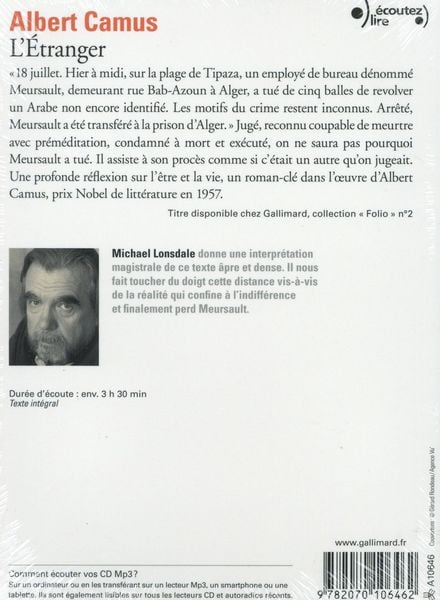 Produktbild: Camus, A: L'&eacute;tranger /3CDs (mp3)