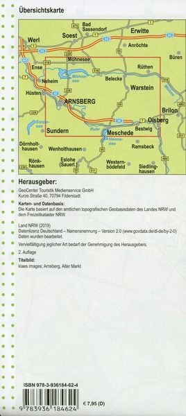 Produktbild: Arnsberg, Meschede, Warstein und M&ouml;hnsee Blatt 13, topographische Wanderkarte NRW