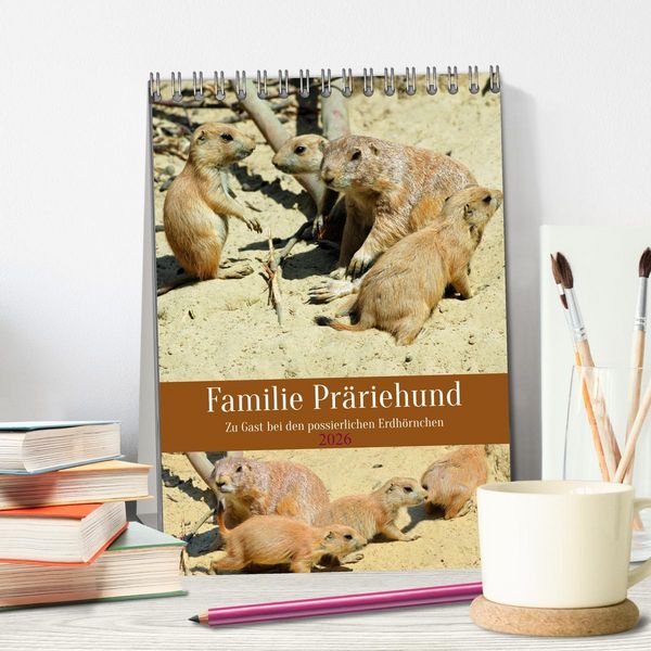 Produktbild: Familie Pr&auml;riehund (Tischkalender 2026 DIN A5 hoch), CALVENDO Monatskalender