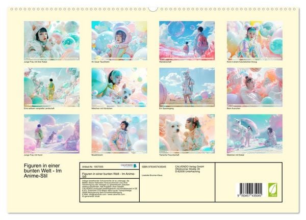 Produktbild: Figuren in einer bunten Welt - Im Anime-Stil (hochwertiger Premium Wandkalender 2026 DIN A2 quer), Kunstdruck in Hochglanz