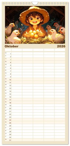 Produktbild: Familienplaner 2026 - Kleine Farmer. Niedliche Jungs mit ihren tierischen Freunden mit 5 Spalten (Wandkalender, 21 x 45 cm) CALVENDO