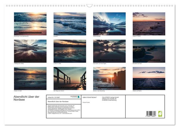 Produktbild: Abendlicht &uuml;ber der Nordsee (Wandkalender 2026 DIN A2 quer), CALVENDO Monatskalender