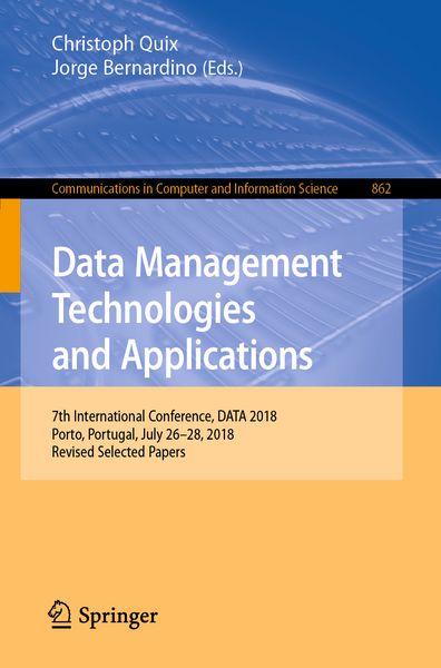Produktbild: Data Management Technologies and Applications