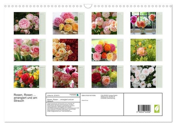Produktbild: Rosen, Rosen ... arrangiert und am Strauch (Wandkalender 2026 DIN A3 quer), CALVENDO Monatskalender