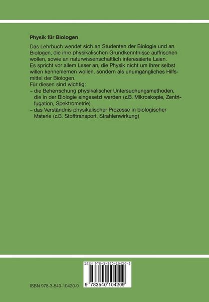 Produktbild: Physik f&uuml;r Biologen
