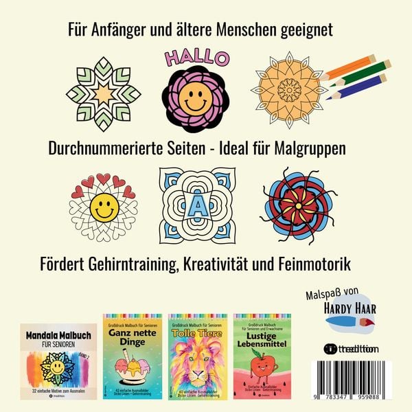 Produktbild: Mandala Malbuch f&uuml;r Senioren 32 einfache Motive zum Ausmalen F&ouml;rdert Entspannung, Feinmotorik und Gehirntraining Erwachsene, Demenzpatienten Weihnacht