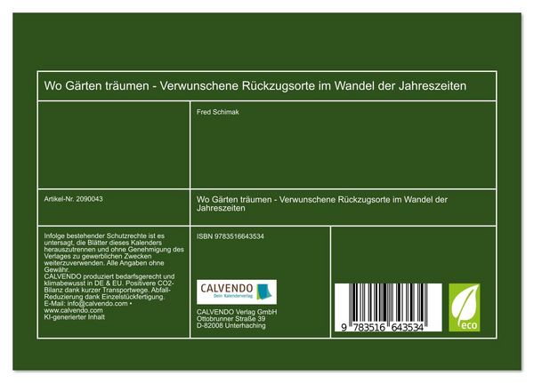 Produktbild: Wo G&auml;rten tr&auml;umen - Verwunschene R&uuml;ckzugsorte im Wandel der Jahreszeiten (Tischkalender 2026 DIN A5 quer), CALVENDO Monatskalender