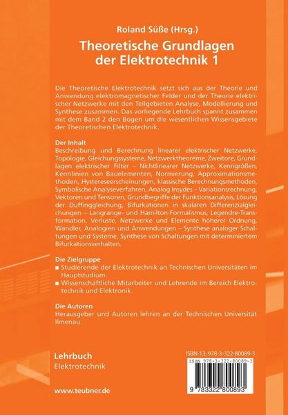 Produktbild: Theoretische Grundlagen der Elektrotechnik 1