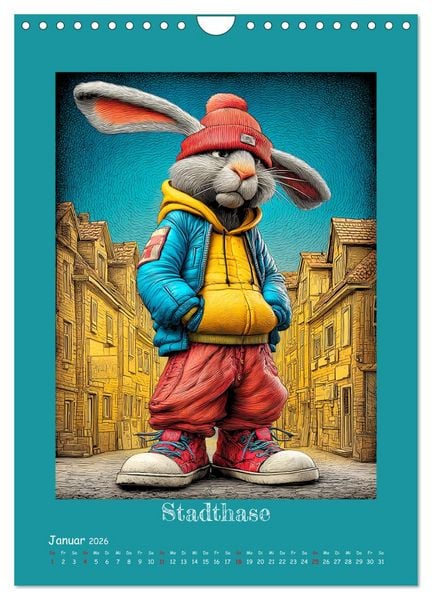 Produktbild: Urban Rabbits. Coole Stadthasen mit Charakter (Wandkalender 2026 DIN A4 hoch), CALVENDO Monatskalender