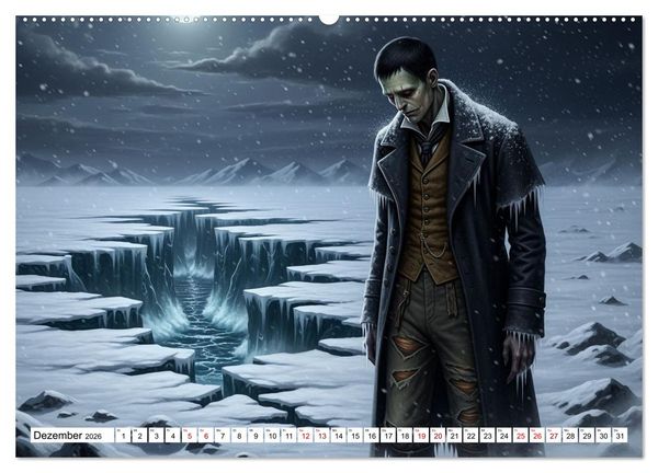 Produktbild: Victor Frankenstein und seine Sch&ouml;pfung (hochwertiger Premium Wandkalender 2026 DIN A2 quer), Kunstdruck in Hochglanz