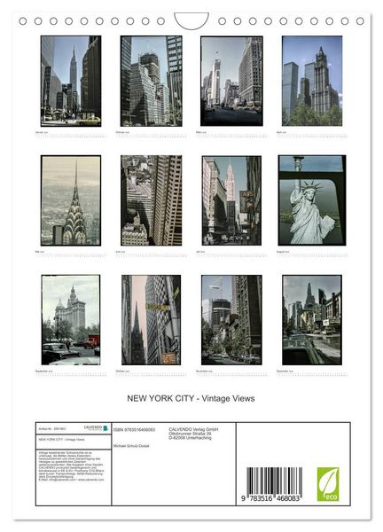 Produktbild: NEW YORK CITY - Vintage Views (Wandkalender 2026 DIN A4 hoch), CALVENDO Monatskalender