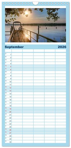 Produktbild: Familienplaner 2026 - Mein Cospudener See mit 5 Spalten (Wandkalender, 21 x 45 cm) CALVENDO