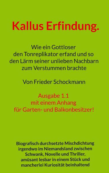 Kallus Erfindung., Taschenbuch von Frieder Schockmann, BoD – Books on Demand, 9783819279096