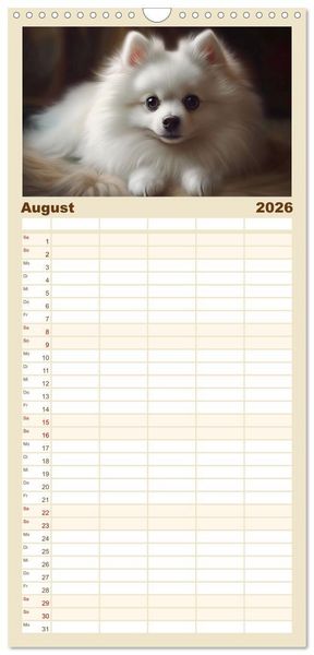 Produktbild: Familienplaner 2026 - Zauberhafte Fluffies mit 5 Spalten (Wandkalender, 21 x 45 cm) CALVENDO