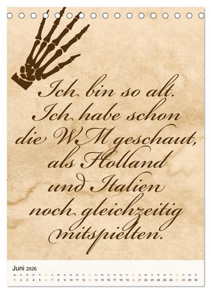 Produktbild: Ich mag Fu&szlig;ball&hellip; und vielleicht drei Leute. Spr&uuml;che und Weisheiten vom Spielfeldrand (Tischkalender 2026 DIN A5 hoch), CALVENDO Monatskalender