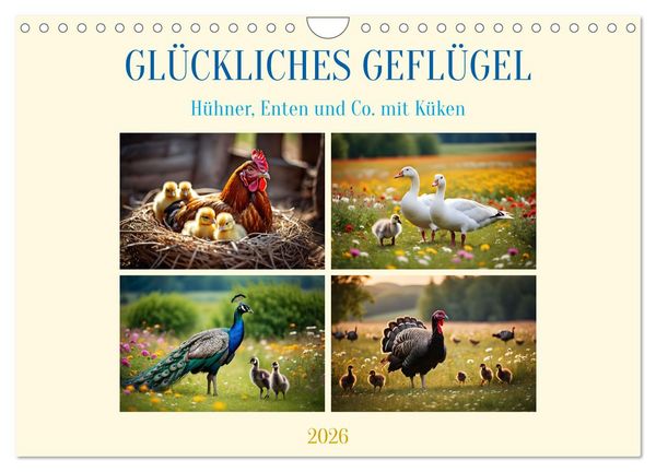 Glückliches Geflügel (Wandkalender 2026 DIN A4 quer), CALVENDO Monatskalender