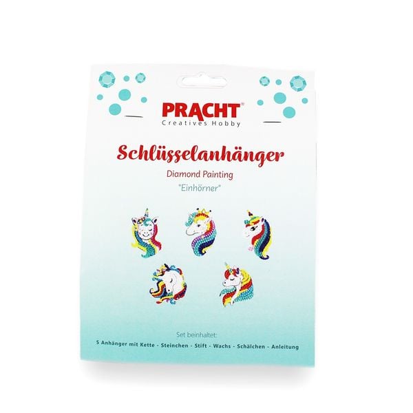 Diamond Painting Schlüsselanhänger Einhörner 5 Stück
