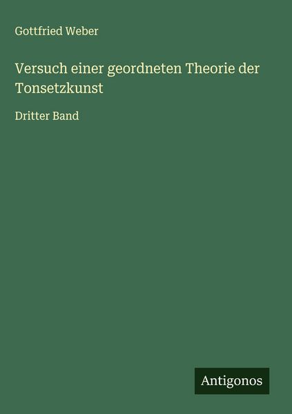 Produktbild: Versuch einer geordneten Theorie der Tonsetzkunst
