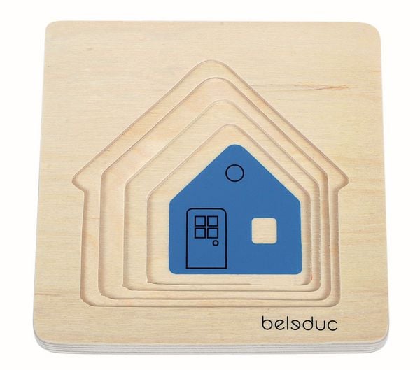 Produktbild: Beleduc 10141 - Lagenpuzzle H&auml;uschen, Holz-Puzzle, 4-teilig