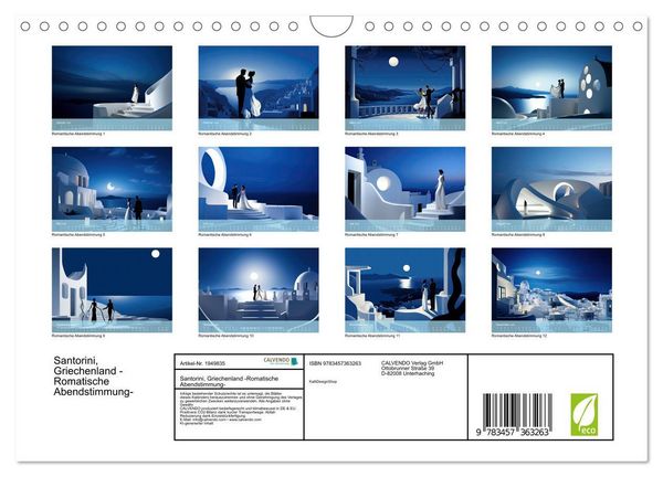 Produktbild: Santorini, Griechenland -Romatische Abendstimmung- (Wandkalender 2026 DIN A4 quer), CALVENDO Monatskalender