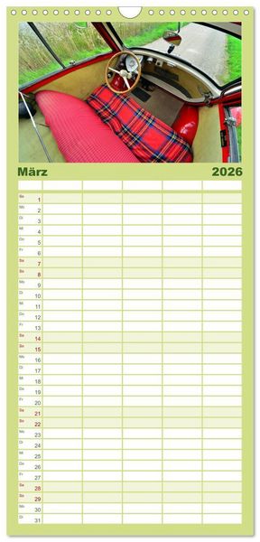 Produktbild: Familienplaner 2026 - BMW Isetta - Die Knutschkugel mit 5 Spalten (Wandkalender, 21 x 45 cm) CALVENDO
