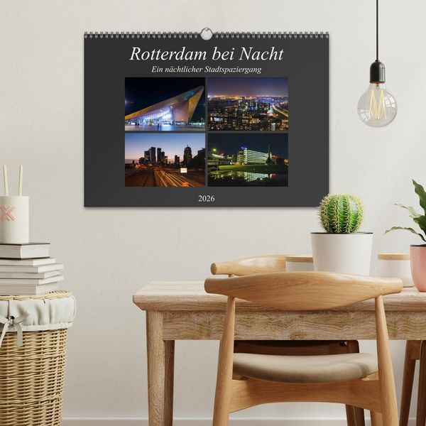Produktbild: Rotterdam bei Nacht (Wandkalender 2026 DIN A3 quer), CALVENDO Monatskalender
