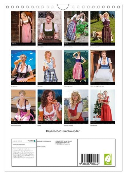 Produktbild: Bayerischer Dirndlkalender (Wandkalender 2026 DIN A4 hoch), CALVENDO Monatskalender