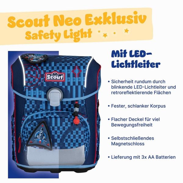 Produktbild: Scout Schulranzen Set Neo Safety Light, Schulranzen Set, 4tlg, Space Explorer
