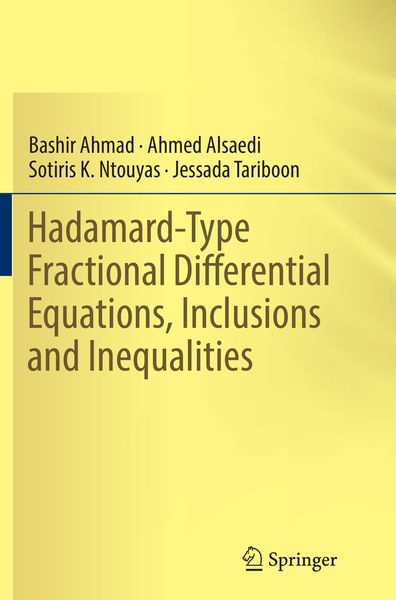 Produktbild: Hadamard-Type Fractional Differential Equations, Inclusions and Inequalities
