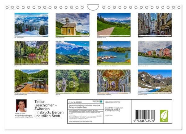 Produktbild: Tiroler Geschichten - Zwischen Innsbruck, Bergen und stillen Seen (Wandkalender 2026 DIN A4 quer), CALVENDO Monatskalender