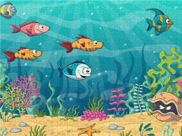 Produktbild: CALVENDO Puzzle Lustige Fische in einer Unterwasserlandschaft | 1000 Teile Lege-Gr&ouml;&szlig;e 64x48cm Foto-Puzzle f&uuml;r gl&uuml;ckliche Stunden