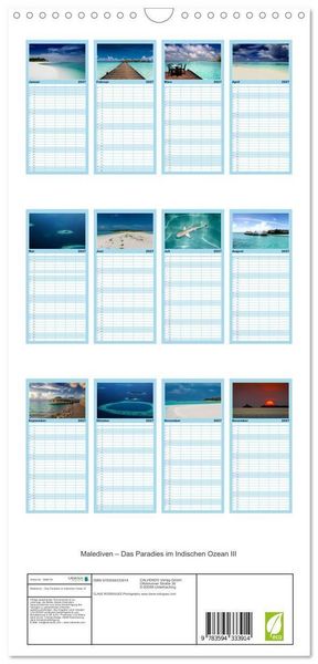 Produktbild: Familienplaner 2027 - Malediven &ndash; Das Paradies im Indischen Ozean III mit 5 Spalten (Wandkalender, 21 x 45 cm) CALVENDO
